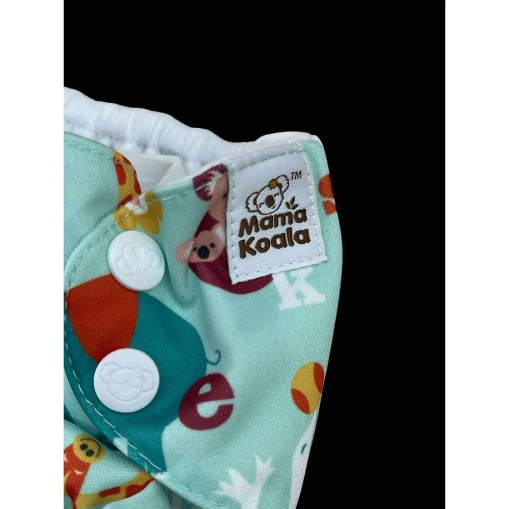 Mama Koala One Size Cloth Diaper Zoo Animal Alphabet Print +Insert Reusable Baby